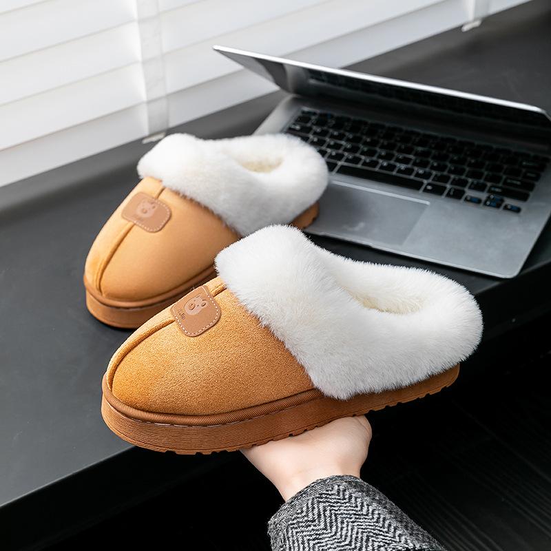 Autumn and Winter New Cotton Slippers Indoor Home Thick-soled Plush Warm Couple Shoes