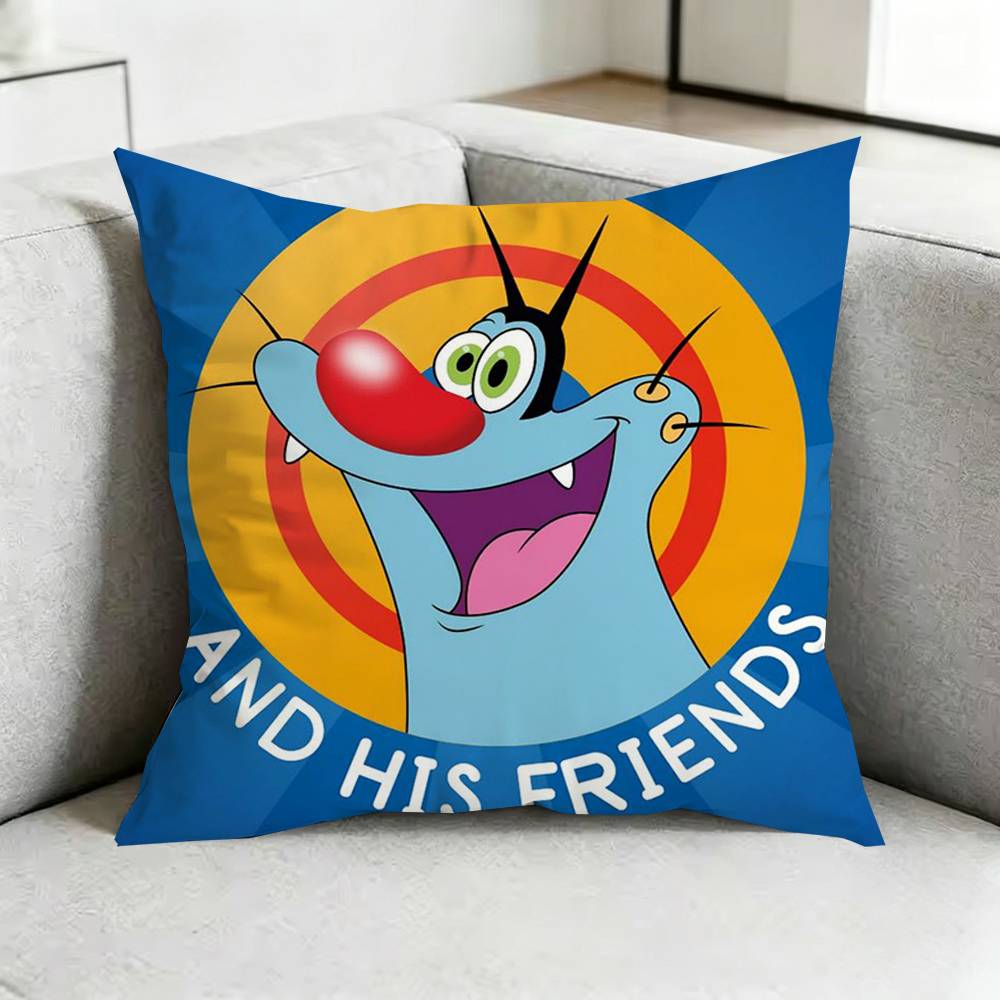 Oggy-Y and the Cockroaches-Z Pillow Case Square Double-Sided Sofa Cushion Cover Bedroom Bedside Pillow Gift