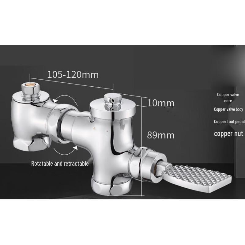 Pujiaya Ret retractable Squat Toilet Foot Pedal & Hand Press Flush Valve