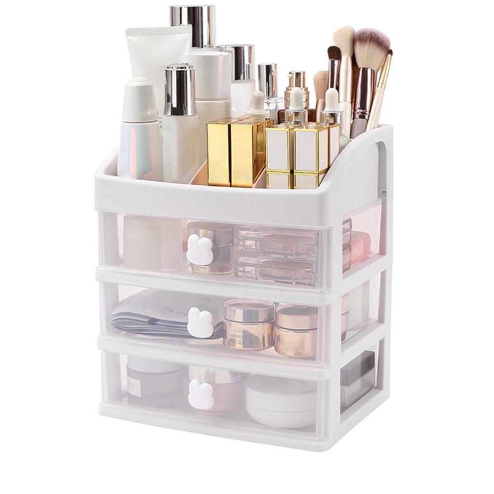 

Кролик Кнопка пыленепроницаемый Ящик для хранения Прозрачный Настольный Органайзер Полки White-4 Layers