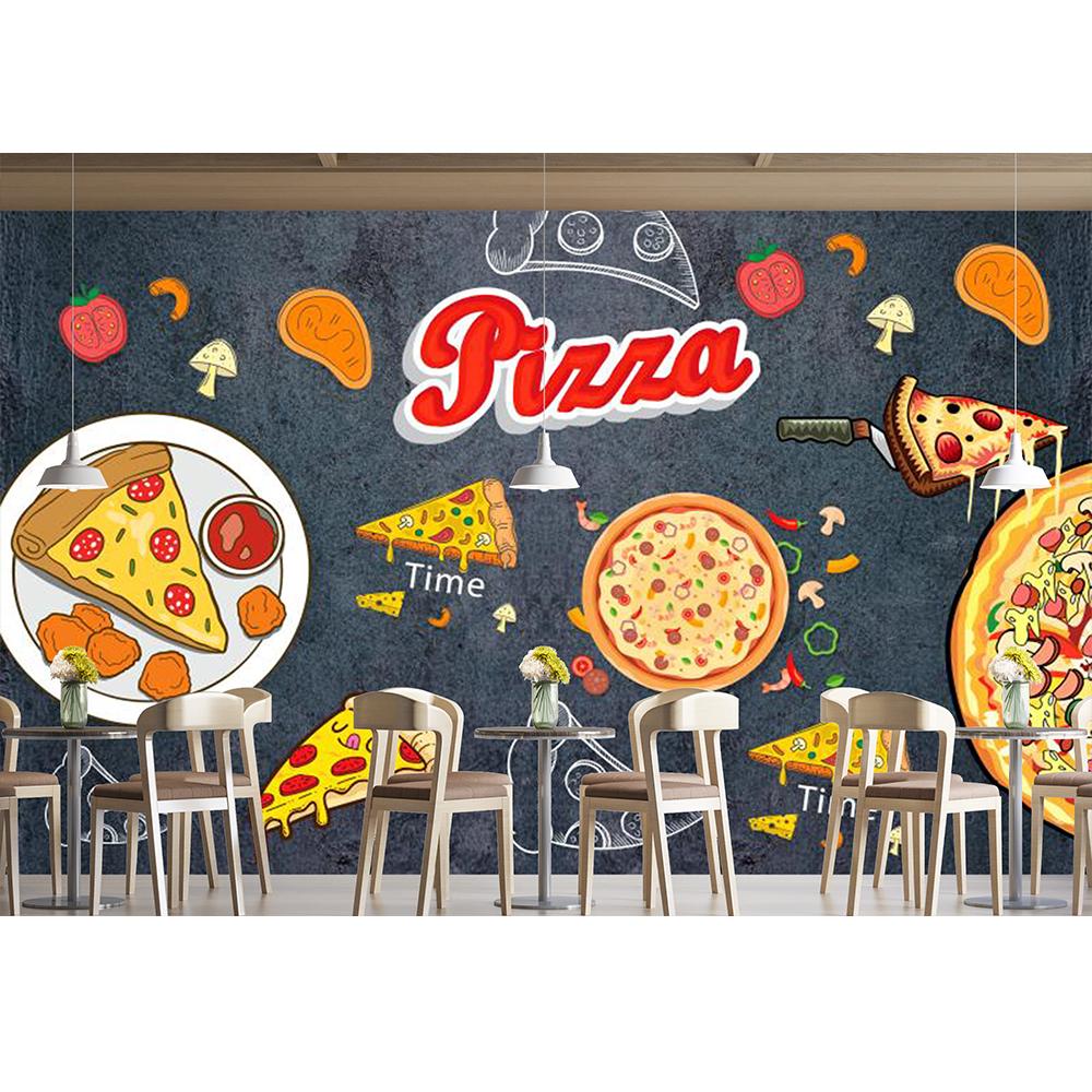 Pizza Wall Mural Onion Tomato Cheese Food 3d Wallpaper For Pizza Shop Snack Shop Restaurant Wall Mural