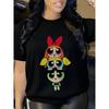 European size - The Powerpuff s Women'S L-5XL Oversized T-Shirt - Blossom, Buttercup Bubbles Graphic Print, Retro Cartoon Short Sleeve Round