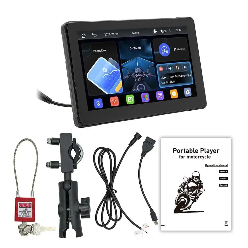 Wireless Carplay 7 Inch IPS Touch Screen IPX7 Waterproof Stereo GPS Navigation CarPlay and Android with Light Sensing Motorcycle