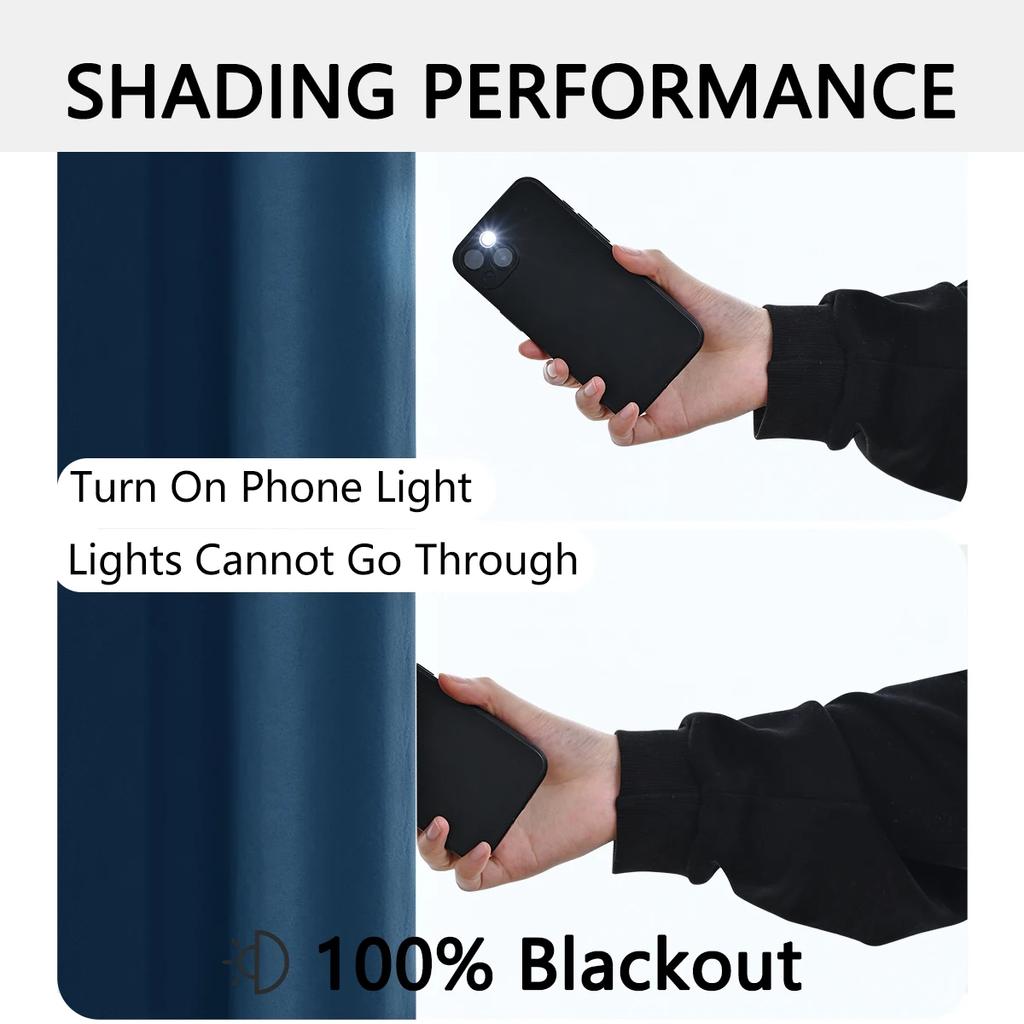1pc Cor sólida sombreamento total e proteção solar 100% cortinas blackout, cortinas de sombreamento para quarto e sala de estar