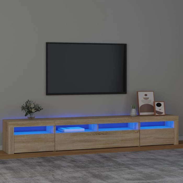 VidaXL Meuble TV avec Lumières LED Centre de Divertissement Rangement Meuble Média Meuble de Salon Salle de Séjour Maison 3152724