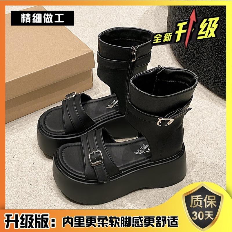 

Модные женские сандалии на толстой подошве, сандалии на высокой платформе, женские сандалии на платформе, сандалии с мягкой подошвой и открытым носком, римские крутые ботинки, сандалии для женщин 40 чёрный