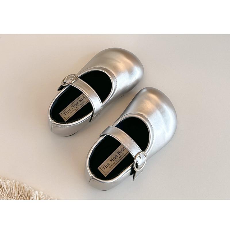 Solid Color Retro Simple Versatile Korean Style Girls Little Leather Princess Shoes Soft Sole Lightweight Comfortable