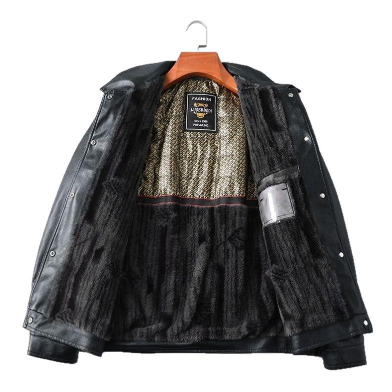 Chaqueta de Cuero con Solapa Ajustada para Hombre Otoño Invierno 2025 - Ropa Exterior Casual