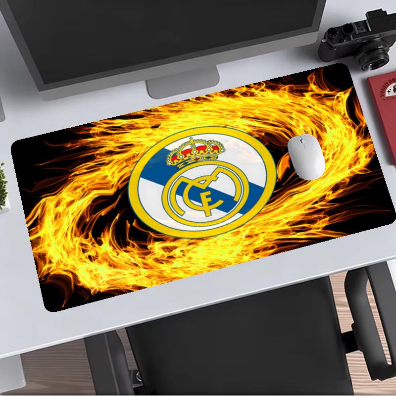 Real Madrid CF Extended Gaming Mouse Pad with Stitched Edges NonSlip Rubber Base Waterproof Desk Mat for Computer Laptop Office Gaming
