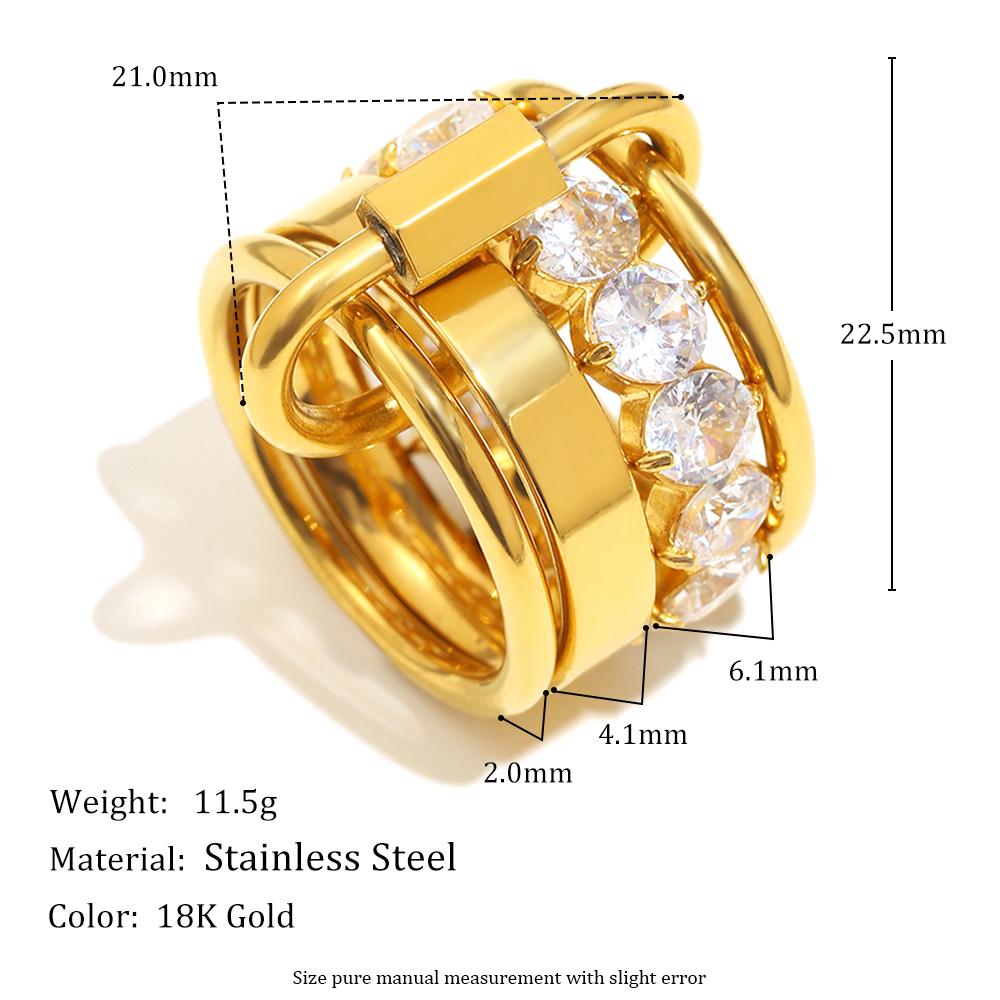 

MamacitaSlay Creative 316L Stainless Steel Zircon Multilayer Ring Party Waterproof Jewelry Women s Charm Ring High Quality Gift 6 золотой