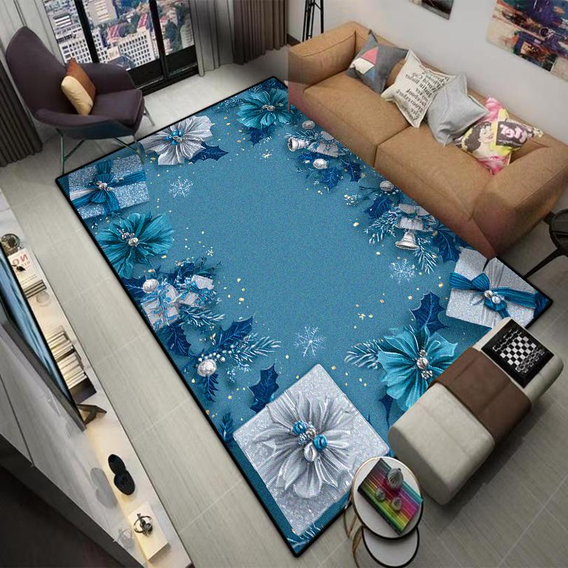 Christmas Style CARPET FOR LIVE ROOM Blue Luxury Home Decoration Bedroom Large Area Rugs Washable Lounge Floor Mats Bedside
