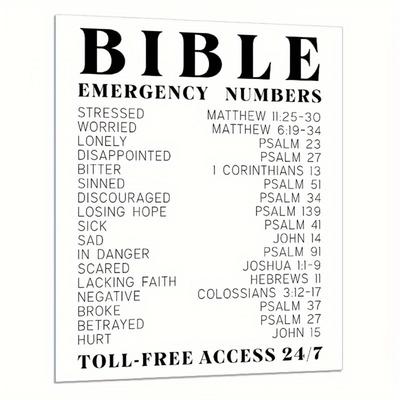 Bible Verse Emergency Number Bible Verse Wall Art Inspirational Spiritual Typography Wall Art Religious Gift for Men and Women