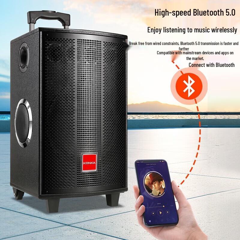 KONKA 12-inch Portable Karaoke Speaker with Dual Mics