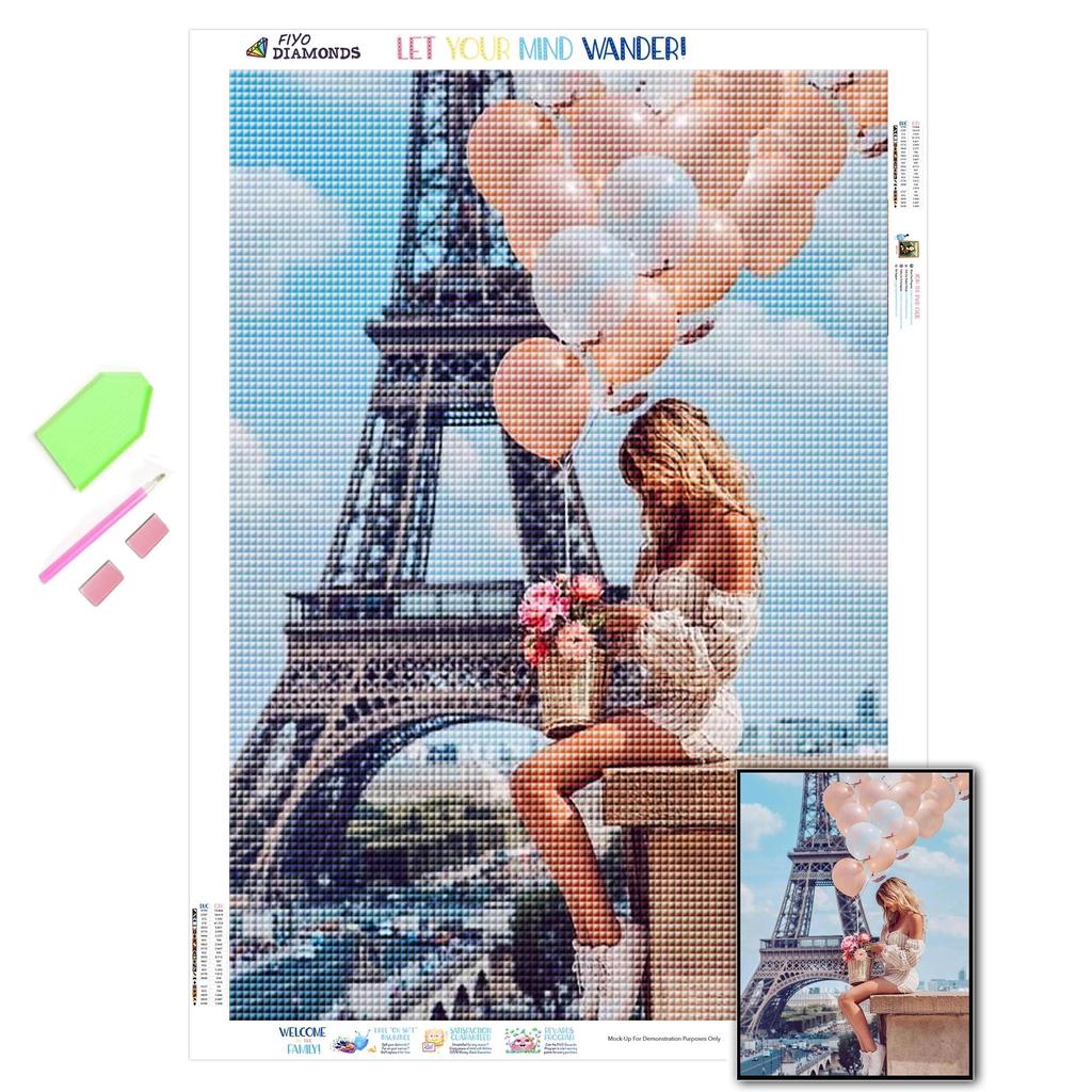 Diamond Painting Figure Full Square Round Craft Kit Eiffel Tower Girl Diamond Embroidery Mosaic Art Rhinestone Home Decoration