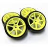 [TOPLINE] Pre-mounted Drift Tires (AVS MODEL T7 Wheels, Offset 3) for RC Cars (Yellow)  HD-033Y