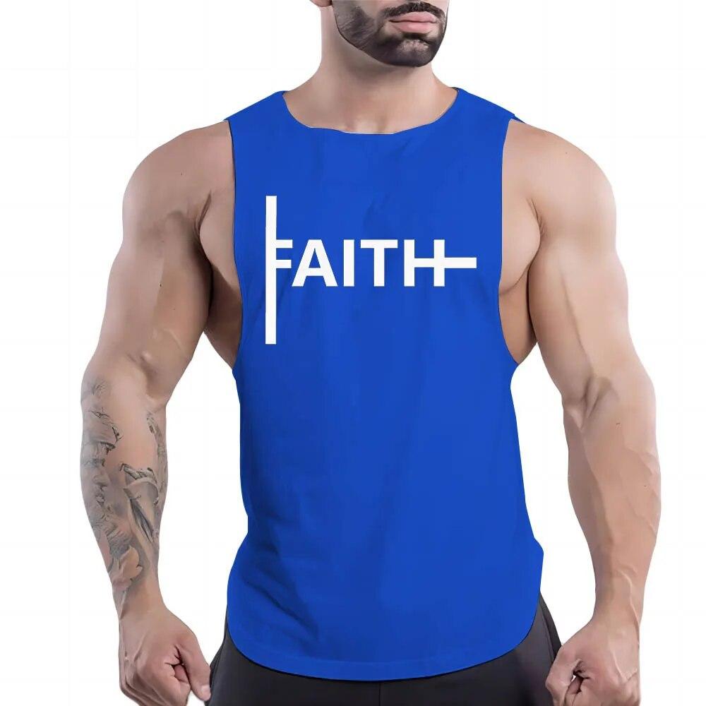 Four Seasons Adult Men'S Casual Sports Crew-Neck Vest Creative Alphabet 2d Print Simple Trend Breathable Sleeveless T-Shirt