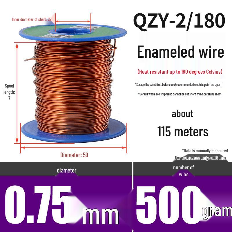 180° Värmebeständig Emajlert Rund Koppartråd, QZY-2/180