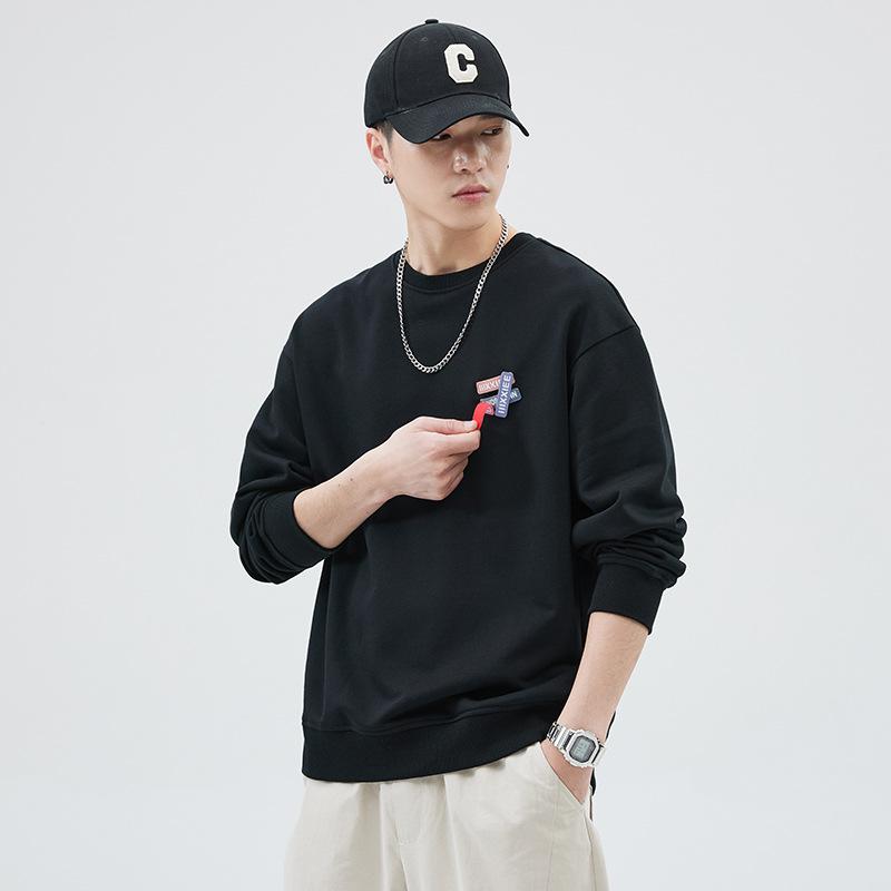 Autumn Round Neck Simple Apricot Sweater Men'S Loose Large Size Trend Japanese Long-Sleeved Pullover Casual Top Trend
