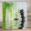 Zen Shower Curtain Natural Flowers Butterfly Grey Stone Reflection Spa Scenery Home Bathroom Decor Polyester Fabric Bath Curtain