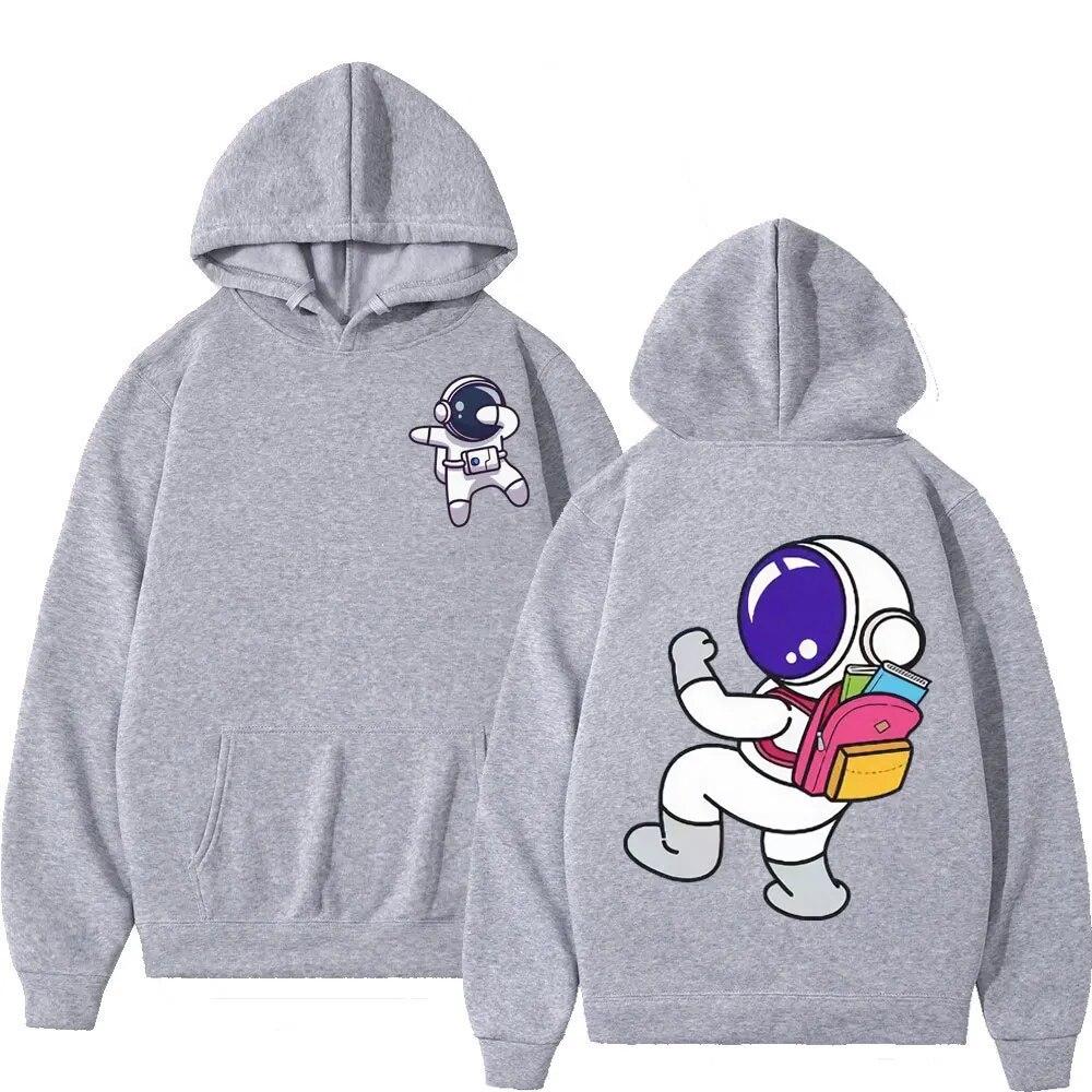Funny Astronaut Cartoon Grafika Mikina Unisex Ženy Street Y2k Estetika Mikiny s kapucí Zimní trend Móda Volné Pulovry