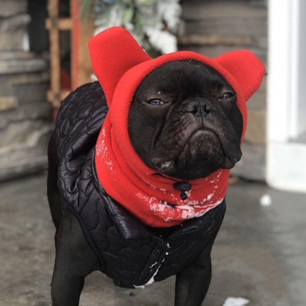 Pets Supplies Solid Color Dog Fleece Hats Soft Cute Dog Ears Hoodie Caps Comfortable Adjustable Dog Warm Caps Outdoor Activities