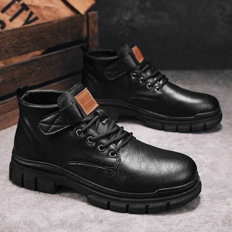 High Quality Men Ankle Boots Fashion Leather Boots Outdoor Casual Shoes Non-slip High Top Male Work Shoes Classic Handmade Boots