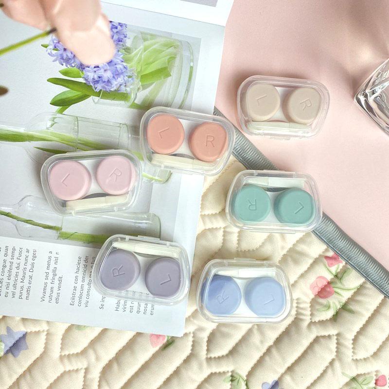 

Ins Candy Color Contacts Lens Case for Eyes Women Travel Portable Contact Lens Box Container with Tweezers Cosmetic Eye Care Box