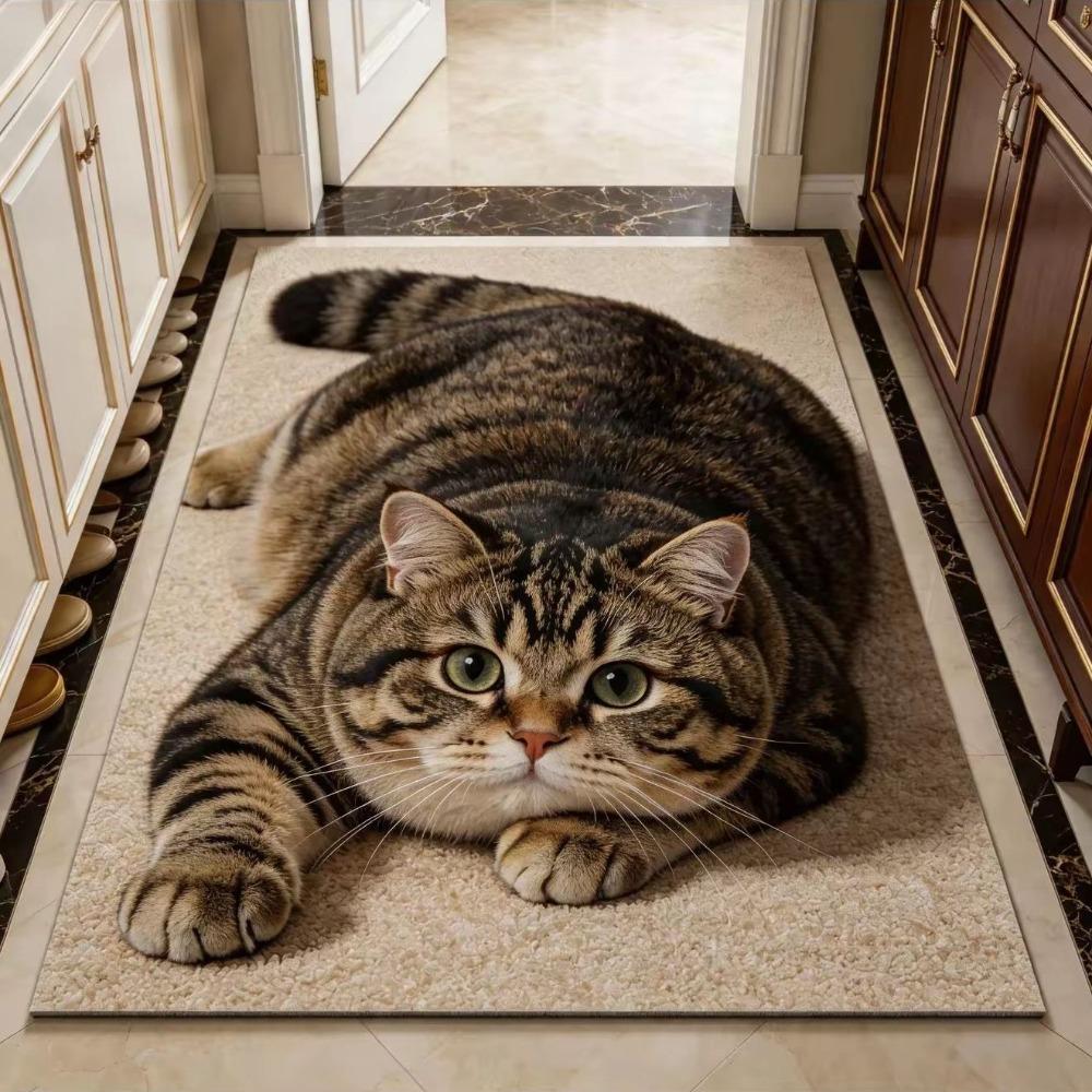 Realistic Bathroom Carpet Diatomaceous Earth Bedroom Door Rug Cute 3D Cat Floor Mat Home Decor