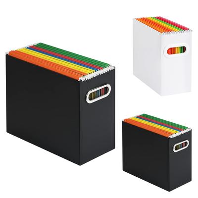 Zusammenklappbare Aktenbox mit Metallgriff, platzsparendes Design ohne Abdeckung, Aufbewahrungsbox, Akten-Organizer für Notizbücher, Zeitschriften, Dokumente