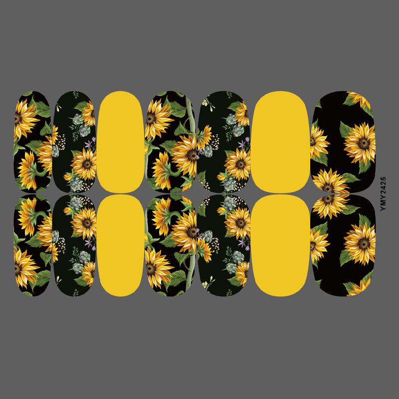 Sunflower Waterproof Nail Art Stickers - Full Cover Floral Series (YMY2414-2428)