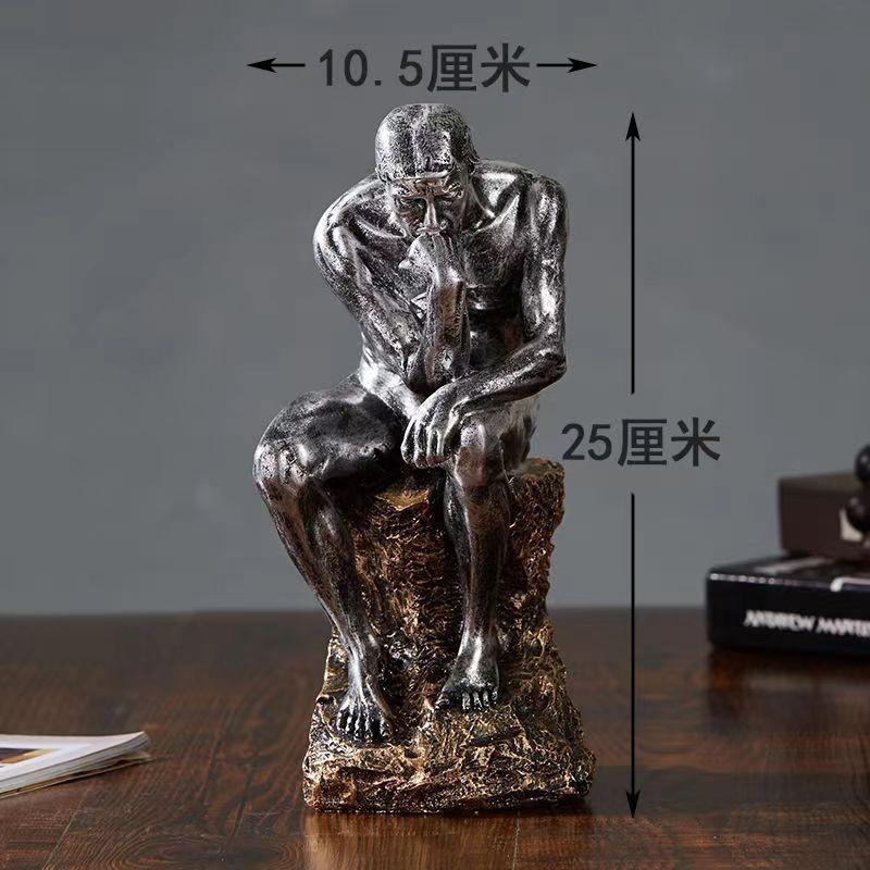 

Retro Thinker Statue Home Decor for Living Room Study TV Cabinet Office Desktop Sculpture Vintage Bronze Finish Art Collection