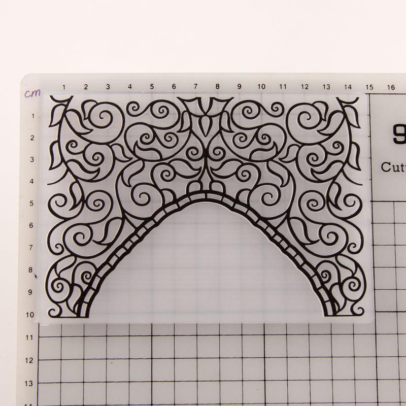 Hillside Lace Line Frame Plastic Brosing Folders for DIY Scrapbooking Album Card Decor Model Art Template Village House
