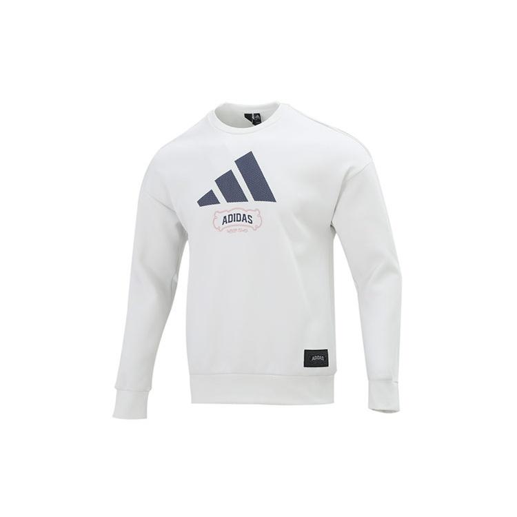 Men s adidas St Crewgfx Swt Long Sleeves Round Neck Pullover Gray White HE7465 M