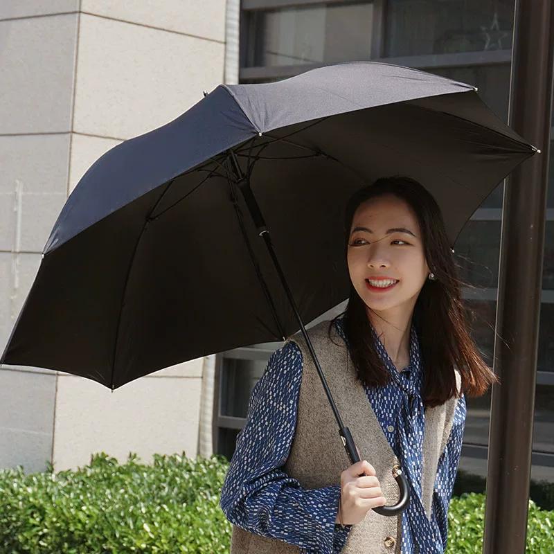 Simple and Creative Automatic One-Touch Opening Waterproof and Windproof Umbrella with Black Coating for Sun Protection and Shading, Long Handle