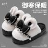 New Winter Thick Plush Bow Cotton Slippers Home Indoor Warm Non-slip Cute Couple Cotton Shoes