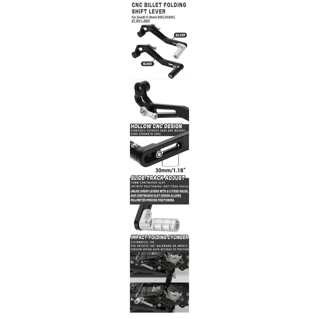 Motorcycle Aluminum Adjustable Folding Shift Pedal Lever Gear Shifter For SUZUKI V-STROM DL650 V-Strom650xt DL650 XT 2011-2025