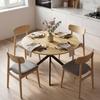 Round Dining Table for 4, 100 cm, Wood-Effect Top, Crossed Oak Steel Base