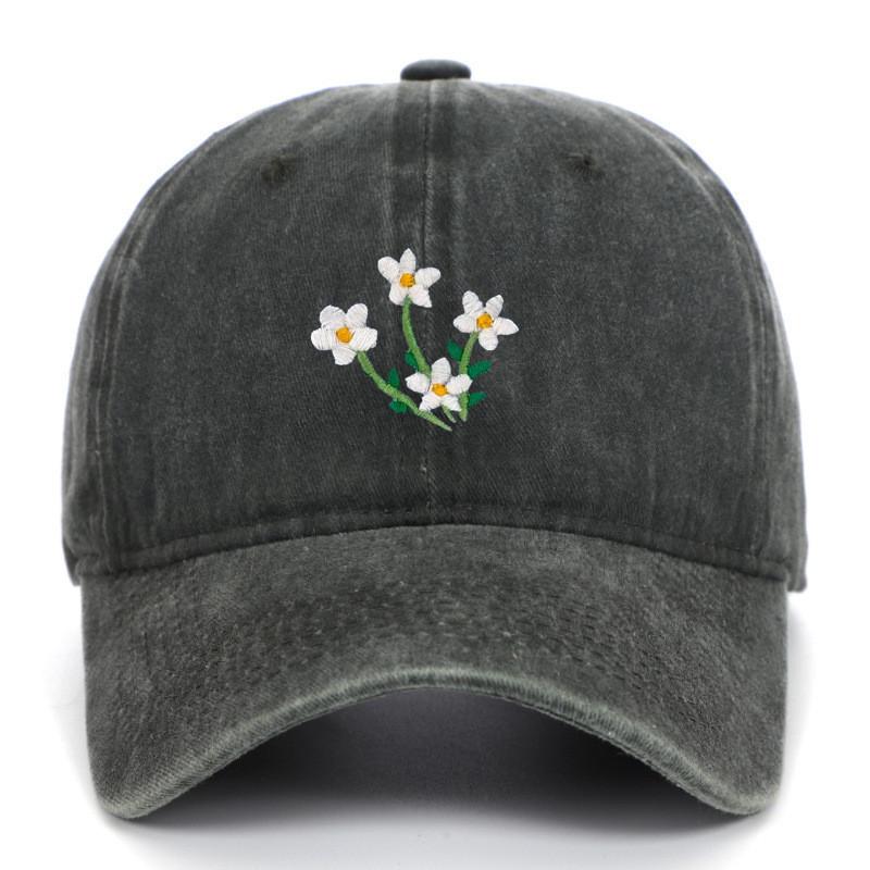 Floral Embroidered Baseball Cap With Curved Brim For Casual Style