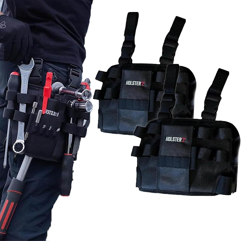 Holster Z 2.0 Tool Pouch, Multi-Tool Electrician Tools Pouch with Leg Tool Belt, Work Bag for Electrician, Repairman, HVAC Techs, Black with Belt