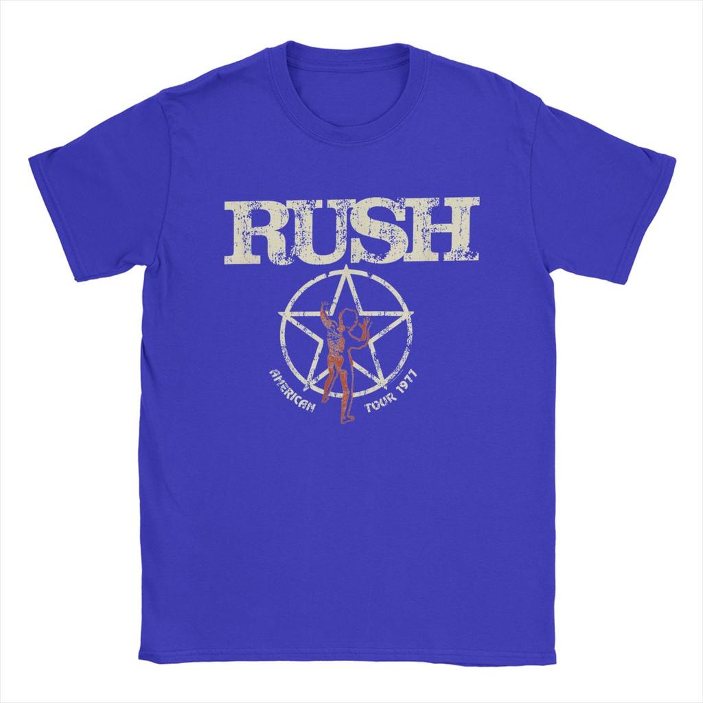 Rush Band T Shirt Men's Pure Cotton Novelty T-Shirts Crewneck Tees Short Sleeve Clothing Summer