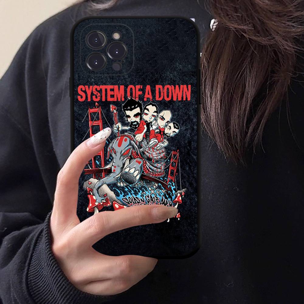 Band S-System of a D-Down Phone Case Black Soft Silicone TPU Phone Case For IPhone 11 12 13 14 15 16 17 Pro Plus Mini Max