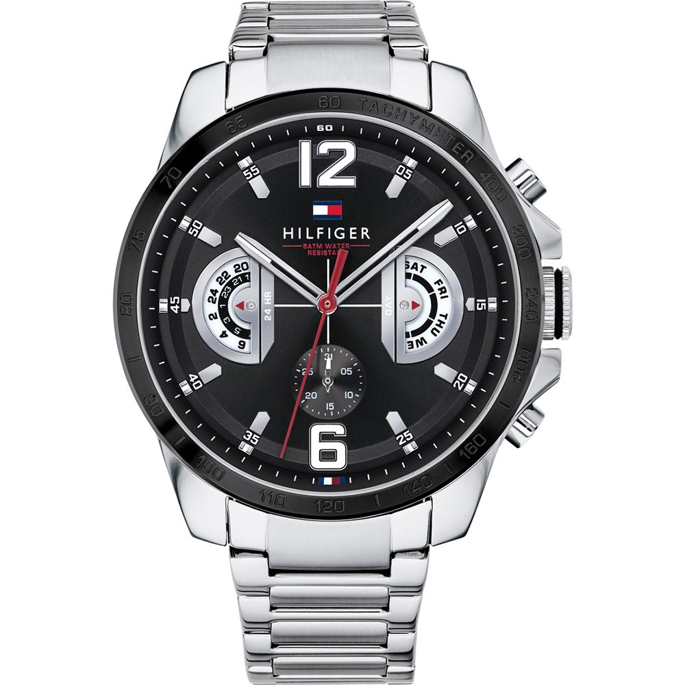 Tommy Hilfiger Decker Black Dial Silver Stainless Steel Bracelet Men s Quartz Watch 1791472 чёрный