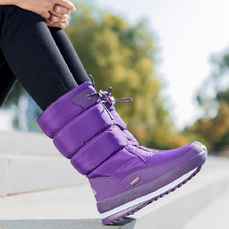Women Large Medium Cotton Boots Thickened Warm Casual Winter Snow Boots Anti Skid Waterproof