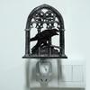 Gothic Crow Sconce Church Arch Light-Up Wall Decoration Sconce with Lighted Candle for Living Room Kitchen Dining Room Halloween Decor