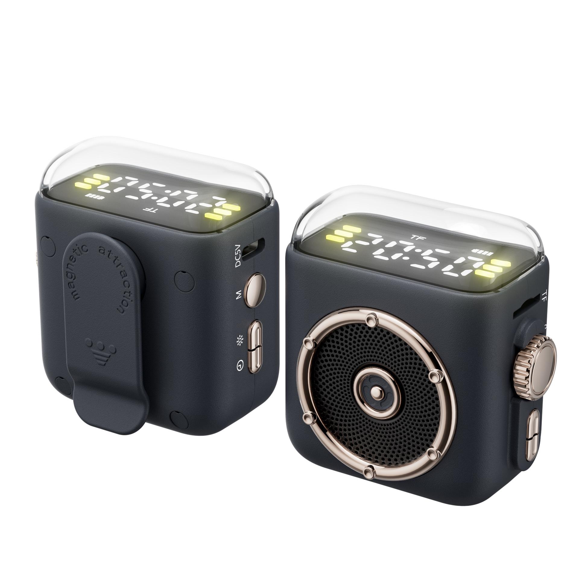 

Bluetooth-динамик с отображением времени, ночником, задним зажимом, звуком высокой четкости, совместимый для занятий спортом на открытом воздухе P6 Magnetic Mini Speaker