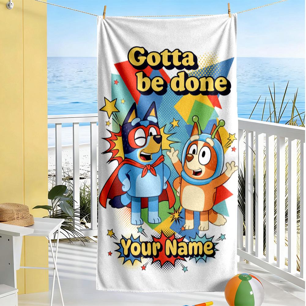 Bluey Customize Your Name Beach Towel Super Soft & Absorbent For Beach Bathroom Outdoor Swimming Pool Camping Picnic Yoga Diving Vacation Accessories