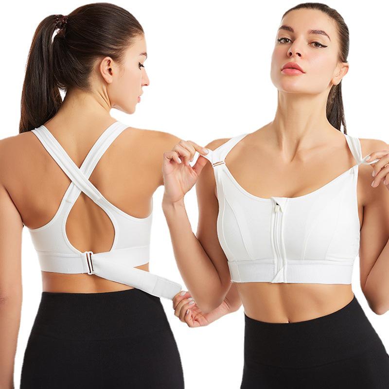 Adjustable Front Zip Shockproof Wire-Free Yoga Sports Bra