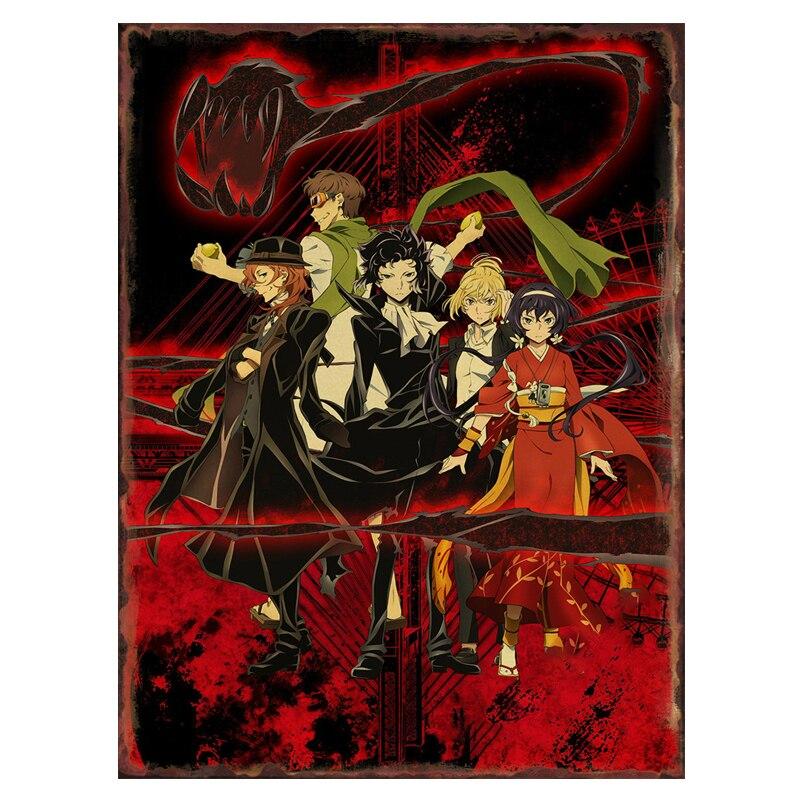 

Stray Dogs Anime Metal Tin Sign Poster Vintage Home Decor for Living Room Bedroom Cafe Bar Club Comic Market Iron Plate Wal 20x30cm