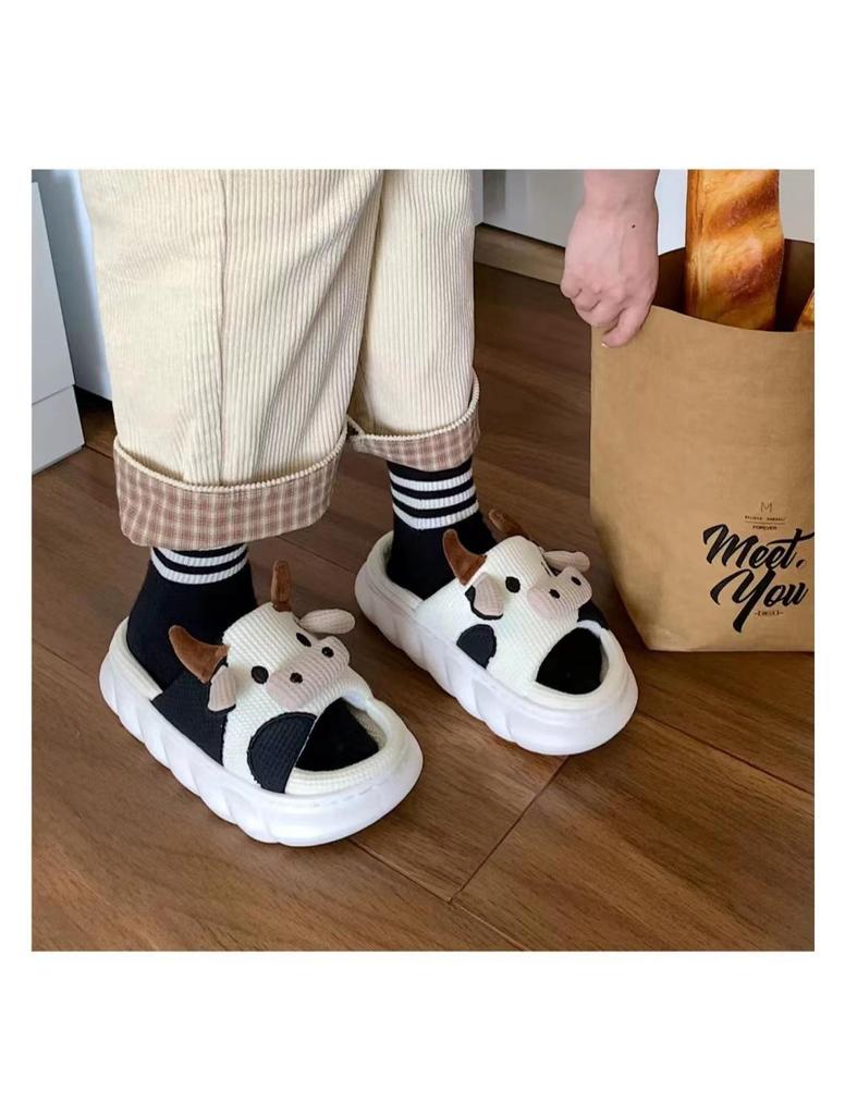 Cute Couple's Linen Slippers: Women's Summer Non-Slip, Thick-Soled, Sweat-Absorbent, Silent Cotton; Four Seasons Men's Style Included.