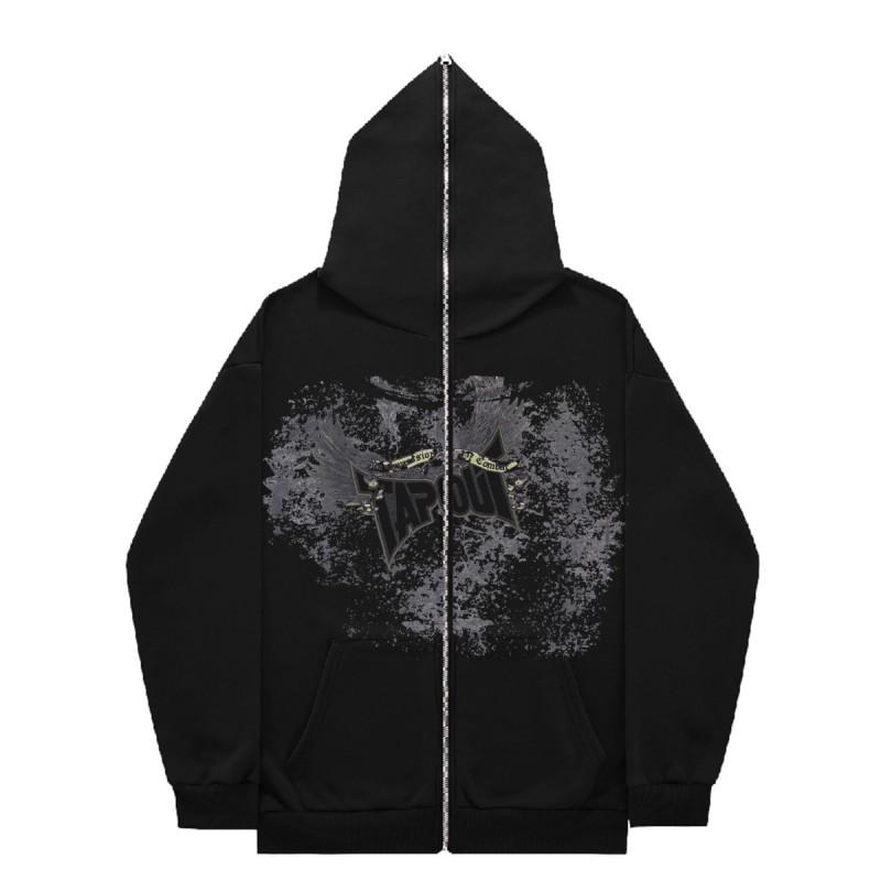Zip Up Hoodie Gothic Streetwear Oversized Sweatshirt Men Women Y2K Style Casual Outerwear